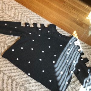sweatshirt with cuts on arms grey with white star